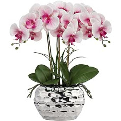 44 cm Artificial Orchids Phalaenopsis Artificial Flowers Like Real Decorative Orchid Bonsai Artificial Plant Arrangement in Ceramic Pot for Table Living Room Home Decor Decoration