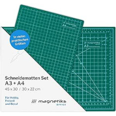 magnetiks Griešanas paklāju komplekts pa 2 - DIN A3 un DIN A4 komplektā pa 2 Griešanas paklājs - Pašdziedinošs divpusējs zaļš