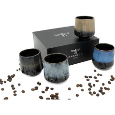 Pheniox Infinity kapučīno krūzīšu komplekts - 4 x 220 ml - Augstas kvalitātes porcelāna kafijas tases - Espresso / Mocha - Bez roktura - Dāvana mūsdienīgā dizainā