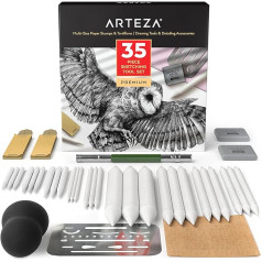 Arteza Adult Drawing Set 35 Piece Sketching and Detailing Art Supplies for Professionals, Students and Hobbyists