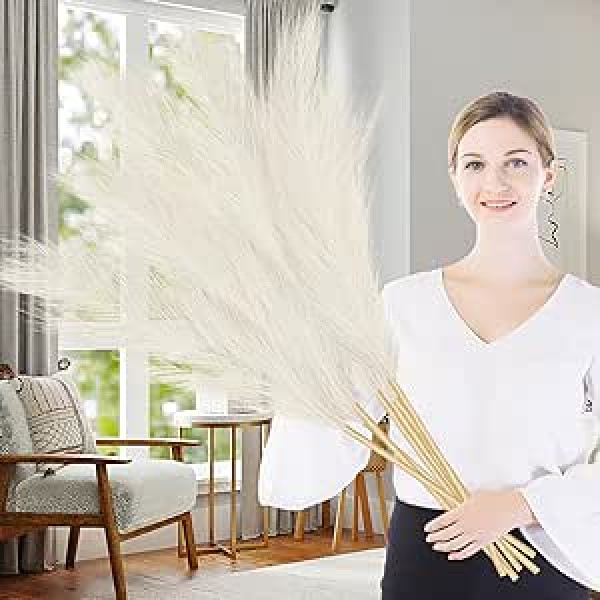 wintfarm Pack of 7 100 cm Artificial Pampas Grass Decoration, Large, Dried Flower Bouquet, XXL Artificial Bouquet, Boho Decoration for Wedding, Living Room, Bedroom (Beige)