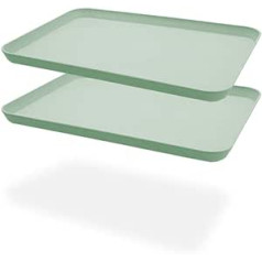 2 Unbreakable Serving Trays, Ideal for Dinner, Tea Tray, Bed Tray, Beard Tray, Breakfast Tray, Food Tray (Green)