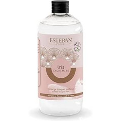 Esteban - 500 ml smaržu uzpilde - Iris Cachemire aromāts - Uzpilde smaržu buķetei vai istabas smaržu ierīcei - Iekšējā izsmalcinātība - 6 mēnešu aromāts - Dārzeņu spirts - Pārstrādājama pudele