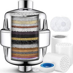 VeoryFly 20 Levels Shower Filter, Limescale Filter Shower with Vitamin C E, Water Filter Shower for Removing Fluoride and Chlorine, Shower Filter/3 Attachments, Constant Shower Filter for Limescale Water