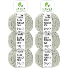 100% Baby Alpakas vilna 50+ krāsās (bez skrāpējumiem) - 300 g komplekts (6 x 50 g) - mīksta Alpakas vilna adīšanai un tamborēšanai 6 izmēros Hansa-Farm