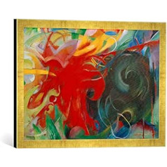 Ierāmēts attēls ar Franz Marc Fighting Shapes (abstract Shapes I), mākslas apdruka augstas kvalitātes rokām darinātā attēlu rāmī, 60 x 40 cm, Gold Raya