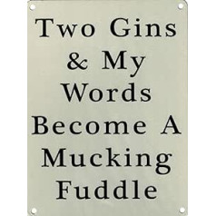 Funny Gin Sign Retro Vintage humoristisks džins un tonika kokteiļu dzērājs Smieklīgs dāvanu dekoratīvs metāla durvju izkārtnes sienas plāksne bēšs 20x15cm