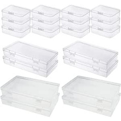 20 Pieces Mixed Size Rectangle Empty Mini Clear Plastic Storage Boxes Hinged Lid Container for Small Items and Other Craft Projects