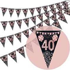 40. dzimšanas diena Apsveicam ar reklāmkarogu, karodziņu, 40 paka trīsstūrveida rožu zelta mirdzošu dimants pēc skaitļiem 40. dzimšanas dienas tematiskās ballītes dekorēšanas piederumi