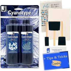 Cyanotype Kit for Sun Printing Paper, Bundled with Handmade Artist Paper, Foam Brush & Tips Sheet - Make Your Own Photosensitive Paper for Sunography, Solar Prints