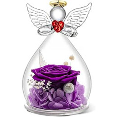 Cjiņsjiņsjiņas dāvana mammai, vecmāmiņai, mūžīgā rožu kupola stikla eņģelis, rokām darināta mūžīgā ziedu eņģeļa figūra, oriģināla dzimšanas dienas dāvana viņas Valentīna dienā, Mātes diena, 2-violeta