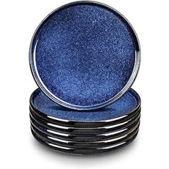 vicrays Keramikas pusdienu šķīvju komplekts - porcelāns 10" plakans steiks makaronu picas šķīvis mājas ballītei restorāna šķīvji, skrāpējumiem izturīgi mikroviļņu krāsnī trauku mazgājamā mašīnā drošs komplekts no 6 zils