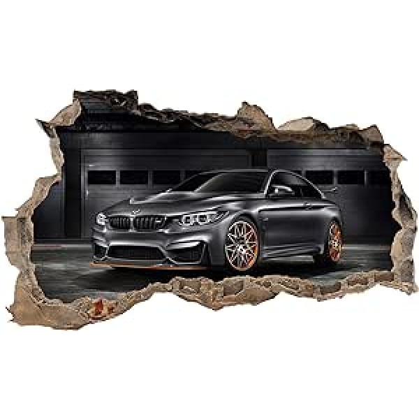 3D Wall Sticker Wall Sticker Breakthrough Car Motorcycle Car Self-Adhesive H 60 x W 100 cm Bedroom Living Room (WL24)