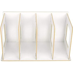 Bookcase Bookends Wooden DIY Desktop Books Rack DVD Storage Magazine Holder Students Desk Storage Bookends (White)