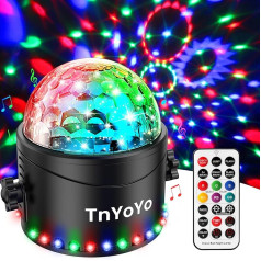 TnYoYo Disco Ball LED ballīšu lampa ar mūziku vadāmu disko gaismas efektu, 7 krāsu ballīšu gaismas disko gaisma RGB disko gaismas ballīšu gaisma ar tālvadības pulti bērniem mājas ballītei