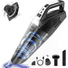 Hihhy Handheld Vacuum Cleaner 135 W, Handheld Vacuum Cleaner Battery Wireless 9500 Pa, Wireless Car Vacuum Cleaner with LED Light, Mini Vacuum Cleaner Strong Car, Wireless Handheld Vacuum Cleaner with