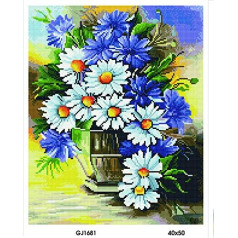 GMMH Full Drill Diamond Painting Kit with Wooden Stretcher Frame, 40 x 50 cm Diamond Painting, Craft Kit, Basket of Flowers, House by the Stream & Other Motifs