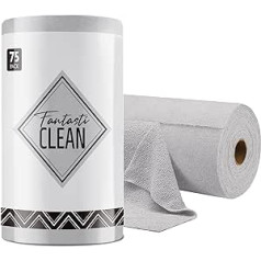 Fantasticlean Microfibre Cleaning Cloths, 75 Pieces per Roll, Tear-Off Cleaning Cloths, Reusable Lint-Free Cloths for Car, Kitchen and Home, 30 x 30 cm, Grey