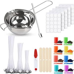 ALLAVA Candle Making Set, Candle Making Kit, Wax Melting Pot and 100 Candle Wicks, 8 Candle Colour, 100 Candle Stickers, 4 Wick Holders, Candle Making Kit for Adults and Children, 480 ml