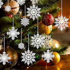 40 gabaliņi dzirkstoši Ziemassvētku sniegpārslu rotājumi, dažādi izmēri, nokarenas Ziemassvētku sniegpārsliņas, ziemas piekārtas sniegpārsliņu dekorācijas griestu logiem, iekštelpās un ārā