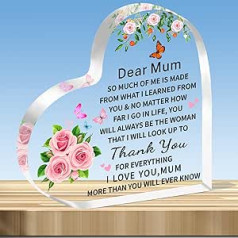 JMIMO Mum Gifts Thank You Mum Gifts from Granddaughter Grandson Acrylic Plaque Christmas Birthday Gifts for Mum Dear Mum Present