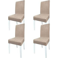 Baoswi Set of 4 Velvet Dining Room Chair Covers, Dining Room Chair Protective Cover, Stretch Chair Covers for Dining Room, Kitchen, Dining Room, Hotel (Set of 4, Khaki)