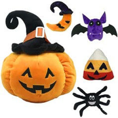 5 Pieces Halloween Pumpkin Throw Pillow Set with 30cm Pumpkin Pillow Plush Toy Demon Bat Plush Toy Spider Moon Plush Toys Candy Doll Pumpkin Decorative