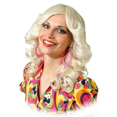 Fēns — blondu garu matu parūka Sieviešu parūka 70. gadu diskotēka parūka Glamour Girl Beat Carnival Fēns parūka parūka 70 S parūka