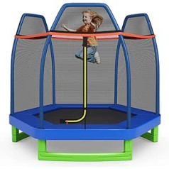 COSTWAY Diameter 223 cm Garden Trampoline with Safety Net, Trampoline up to 150 kg, Indoor/Outdoor Trampoline for Children from 3 Years