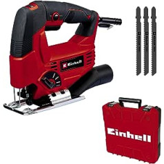 Einhell finierzāģa TC-JS 80/1 komplekts (550 W, 20 mm pacelšanas augstums, svārsta gājiena funkcija, 80 mm griešanas dziļums kokā, 10 mm tēraudā, 3000 apgr./min., Ietver 3x T veida zāģa asmeni)