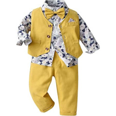 Fashion Baby Clothing for Toddler Boys Long Sleeve Floral Prints T Shirt Tops Vest Coat Pants Child Kids Gentleman Outfits