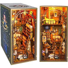 ARANEE Book Nook DIY Kit, Doll's Houses Miniature House Kit with Furniture and LED Light, 3D Puzzle Wooden Bookends, Model Kits for Building