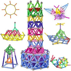Jvchengxi 320 daļīgs magnētisko celtniecības bloku komplekts, puzles magnēti celtniecības rotaļlieta bezgalīgas formas izglītojoša rotaļlieta bērniem un pieaugušajiem ar uzglabāšanas somu un ideju grāmatu (10 krāsas)