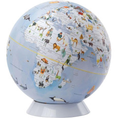 EMFORM Wildlife World Children's Globe with Animal Motifs, Blue