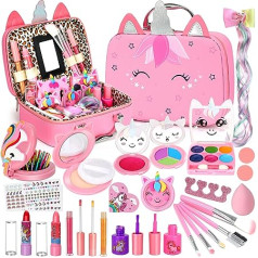 Children's Make-Up Case Girls Make-Up Toy – Children's Make-Up Set Girls Make-Up Children Girls Dressing Table Girls Gift Toy from 3 4 5 6 7 8 9 10 11 12 Years Girls