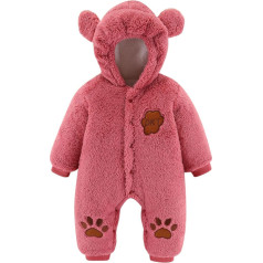 DondPO Strampler Baby Mädchen, mit Fuß Fleece Unisex Strampler Jumpsuit Baumwolle mit Kapuze Warme Softshell-Overall Winteroverall Walkoverall Winter Neugeborene Langarm Bodysuits Babystrampler