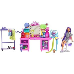 Barbie GYJ70 — Bārbijas papildu rotaļu komplekts ar ekskluzīvu lelli, kucēnu un 45+ gabaliem, rotaļlieta 3 gadiem un vairāk