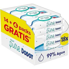 Dodot Aqua Pure bērnu salvetes 99% ūdens 864 salvetes, 18 iepakojumi (18 x 48)