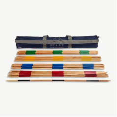 Kvalitatīvi Mikado Pick Up Sticks Klasiska koka spēle, āra vai iekštelpu jautra stratēģijas un koordinācijas spēle - Indijas koks - Luksusa soma - 33 nūjas - 90 cm garš