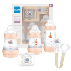 Mam Welcome To The World Gift Set of 3 Bottles - Dummy Clip - Pink