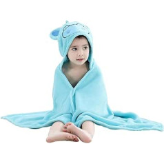 CLISPEED Children's Bathrobe, Hooded Bathrobe, Children's Beach Towel, Children's Clothing, Baby Sleepwear, Cartoon Hippo, Hooded Beach Towel, Baby Hippo Pyjamas, Blue, Pack of 2