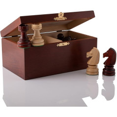 Tournament Chess Pieces in Luxury Box | Master of Chess | Weighted Only Chess Pieces Wood - Handmade Championship Chess Set Without Chess Board (No.7 in Mahogany Box)