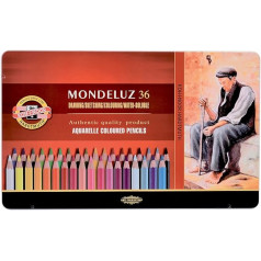 KOH-I-NOOR 3725 Mondeluz Aquarell krāsainie zīmuļi — dažādas krāsas (36 komplektā)