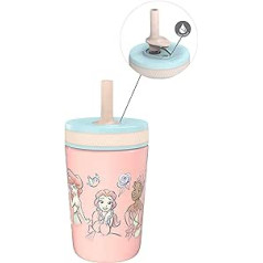 Zak Designs Disney Princess Kelso Toddler Cup ceļojumiem vai mājām Vakuumizolēts nerūsējošā tērauda sīpis kauss ar necaurlaidīgu dizainu bērniem (Ariel, Belle, Pelnrušķīte, Mulan, Tiana)