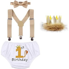 FYMNSI Baby Boys 1st Birthday Party Outfit Cotton Shorts + Y Shape Braces + Bow Tie + Headband 4 Piece Clothing Set Photo Shooting Costumes Photography Set