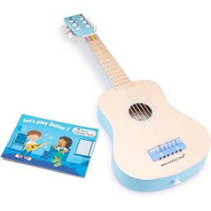 New Classic Toys - 10300 - Musical Instrument - Toy Wooden Guitar - Natural/Red