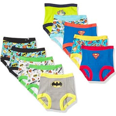 DC Comics 10 pack unisex bērnu podiņbikses ar Supermenu, Betmenu, Wonder Woman un citiem ar uzlīmēm 2T, 3T un 4T, 3