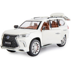 TGRCM-CZ 1:24 Lexus 570 Off Road in Luxury SUV Model Car Zinc Alloy Toy Car with Sound and Light for Kids Boys Girls Gift (White)