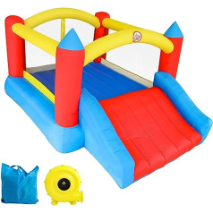 LuckyJump āra bouncy pilis ar pūtēju un slidkalniņu 2-4 bērniem (360 x 280 x 197 cm) (piepūšamā pils)