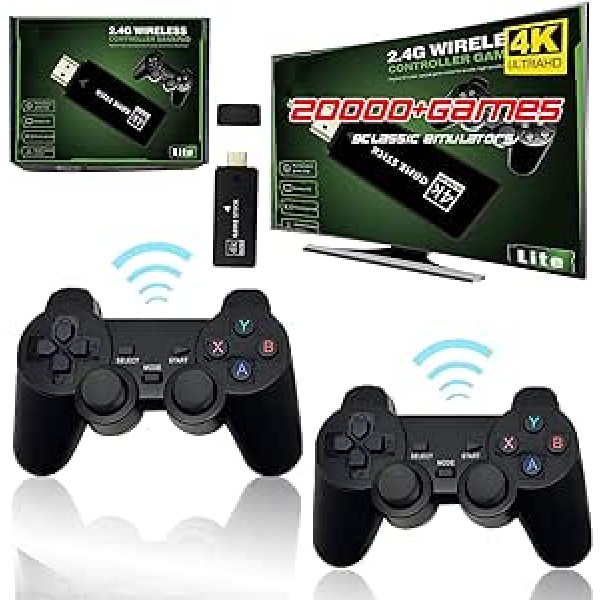 KINMRIS Retro konsole spēļu konsole 64G 20000 spēles 4K USB bezvadu 9 emulatori Video spēļu konsole Retro TV spēļu konsole HDMI saderīgas videospēļu nūjas